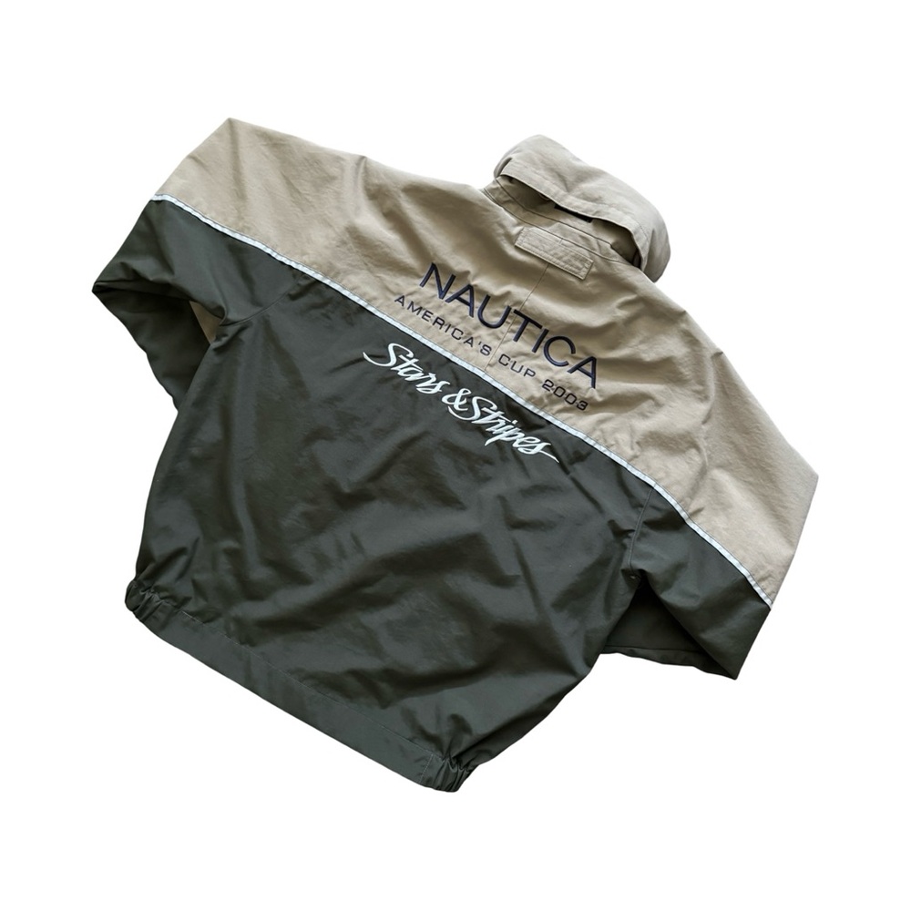 Nautica Two-Tone Khaki and Olive Windbreaker Jacket